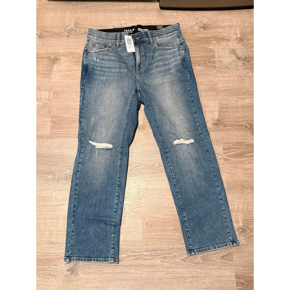 Torrid Bombshell Straight Jeans 16R Distressed Premium Stretch Denim High Rise